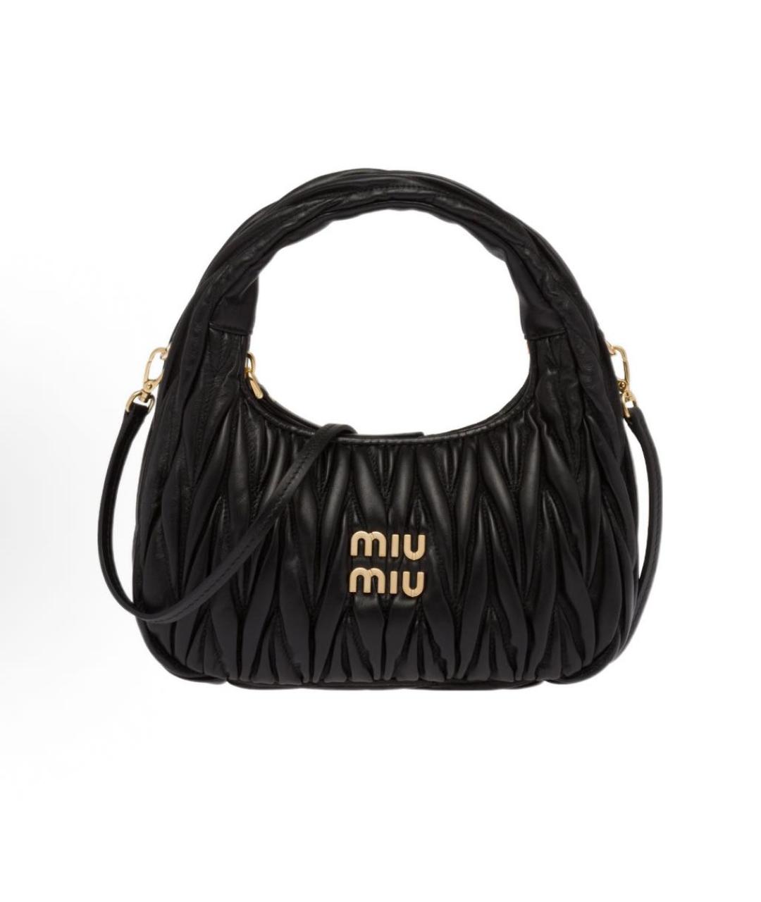 MIU MIU Черная кожаная сумка с короткими ручками, фото 8
