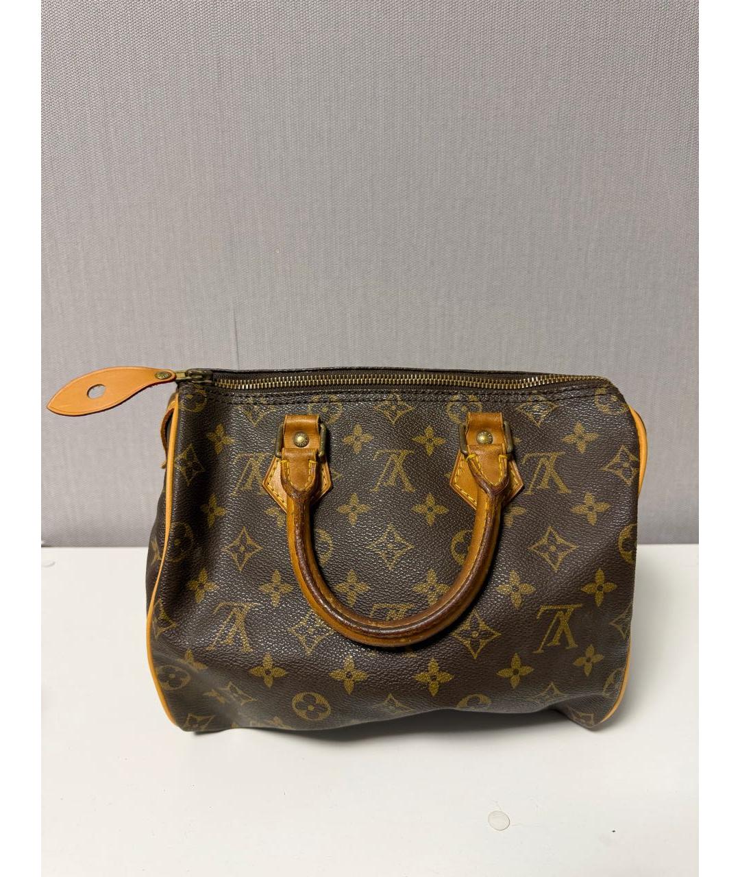 LOUIS VUITTON Коричневая кожаная сумка с короткими ручками, фото 2
