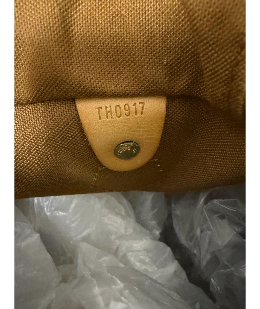 LOUIS VUITTON Коричневая кожаная сумка с короткими ручками, фото 4