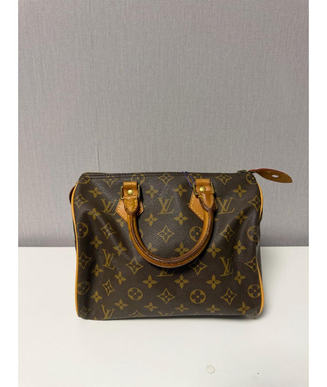 LOUIS VUITTON Коричневая кожаная сумка с короткими ручками, фото 7