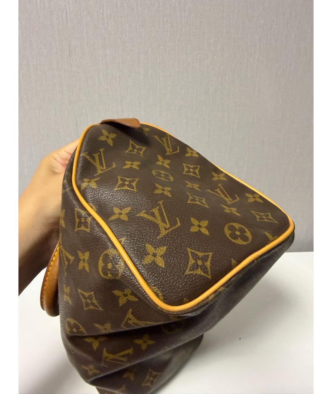 LOUIS VUITTON Коричневая кожаная сумка с короткими ручками, фото 3