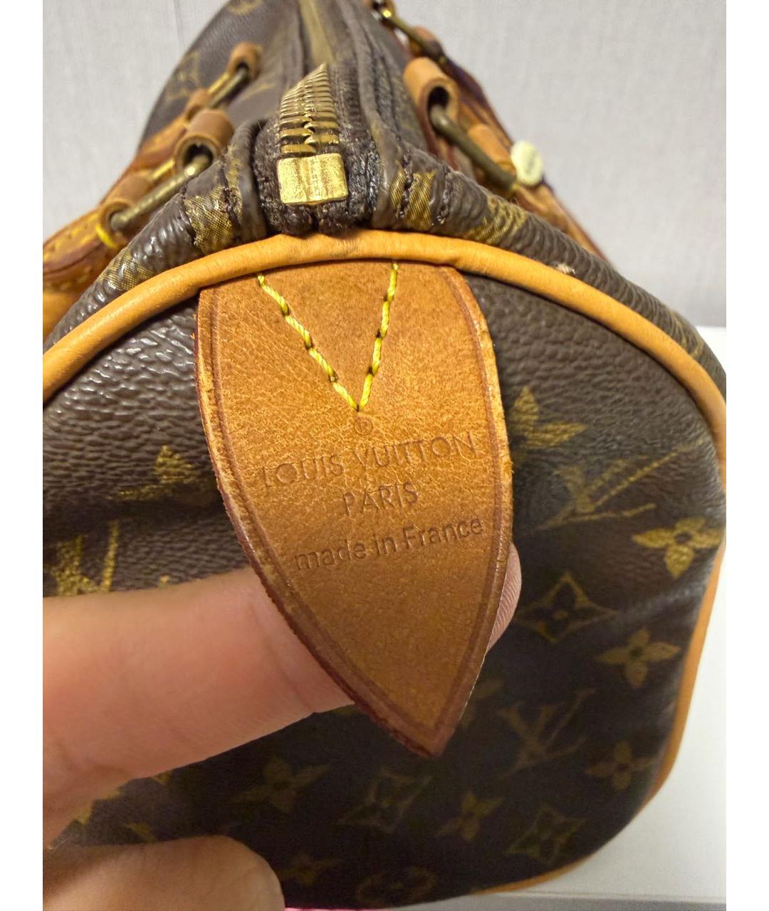 LOUIS VUITTON Коричневая кожаная сумка с короткими ручками, фото 6