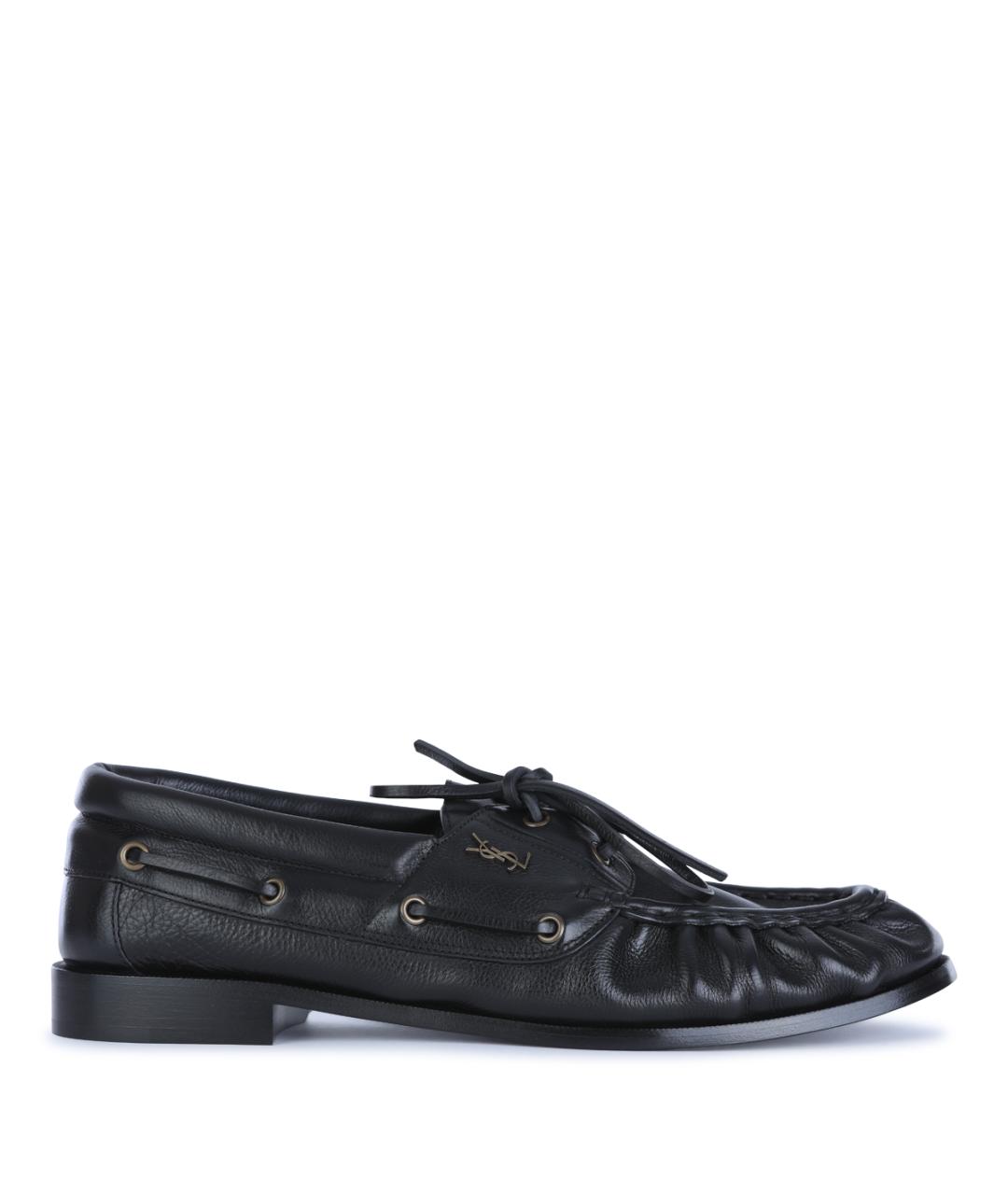 SAINT LAURENT Черные кожаные лоферы, фото 1