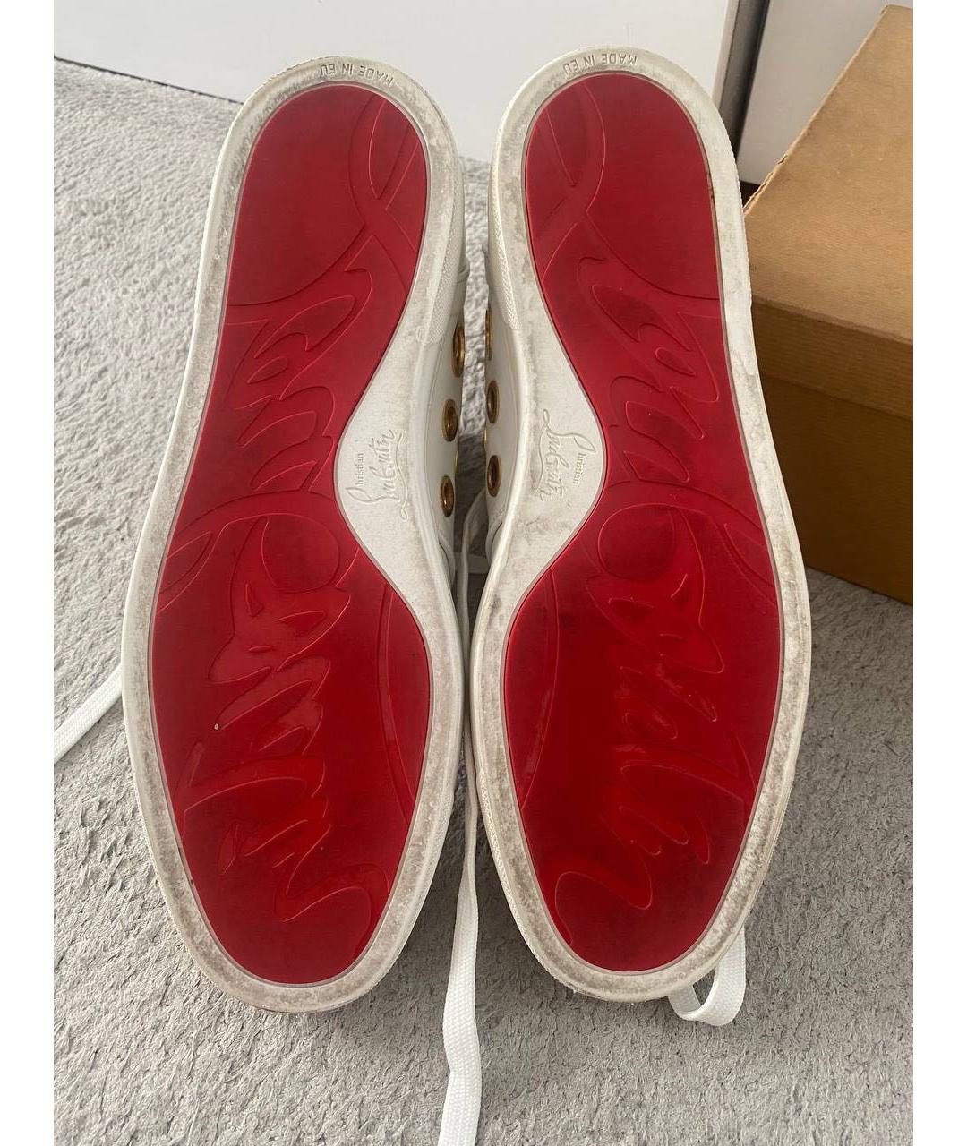 CHRISTIAN LOUBOUTIN Белые кожаные высокие кроссовки / кеды, фото 5