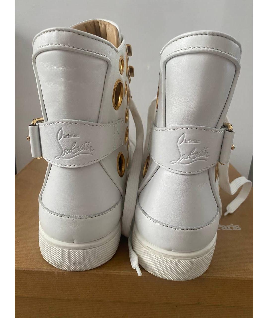 CHRISTIAN LOUBOUTIN Белые кожаные высокие кроссовки / кеды, фото 4