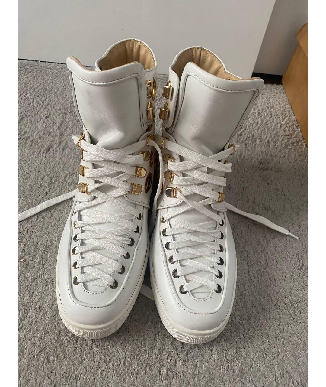 CHRISTIAN LOUBOUTIN Белые кожаные высокие кроссовки / кеды, фото 3
