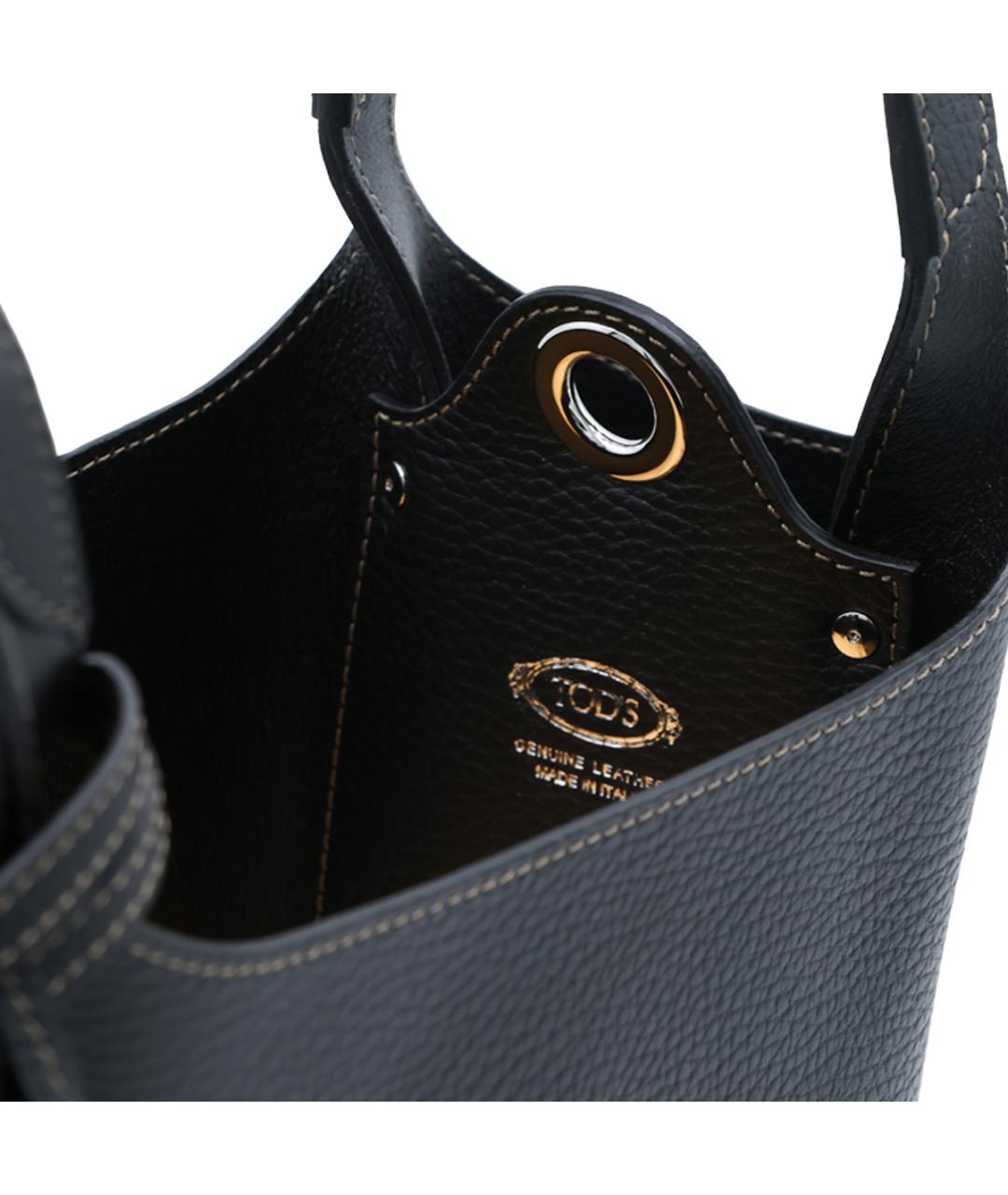 TOD'S Черная кожаная сумка тоут, фото 7