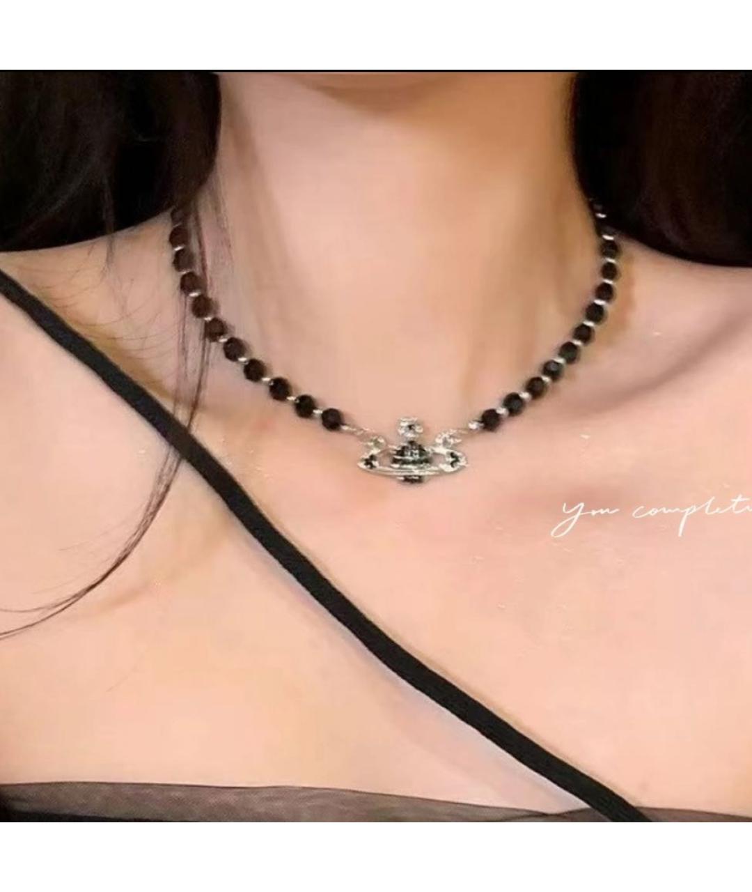 VIVIENNE WESTWOOD Черное серебряное колье, фото 5