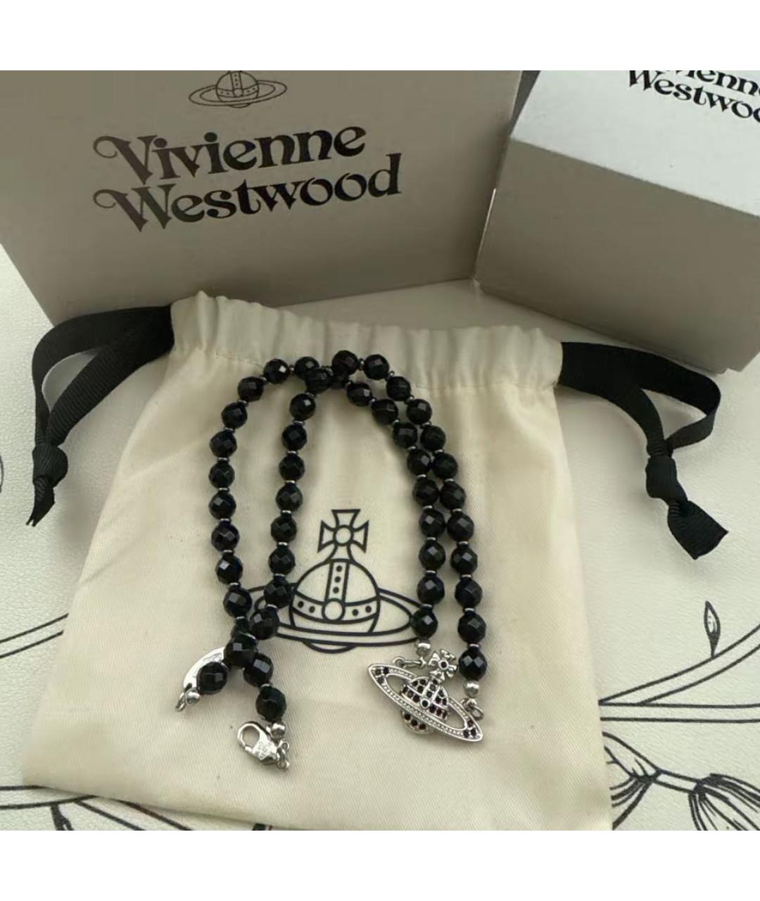 VIVIENNE WESTWOOD Черное серебряное колье, фото 6