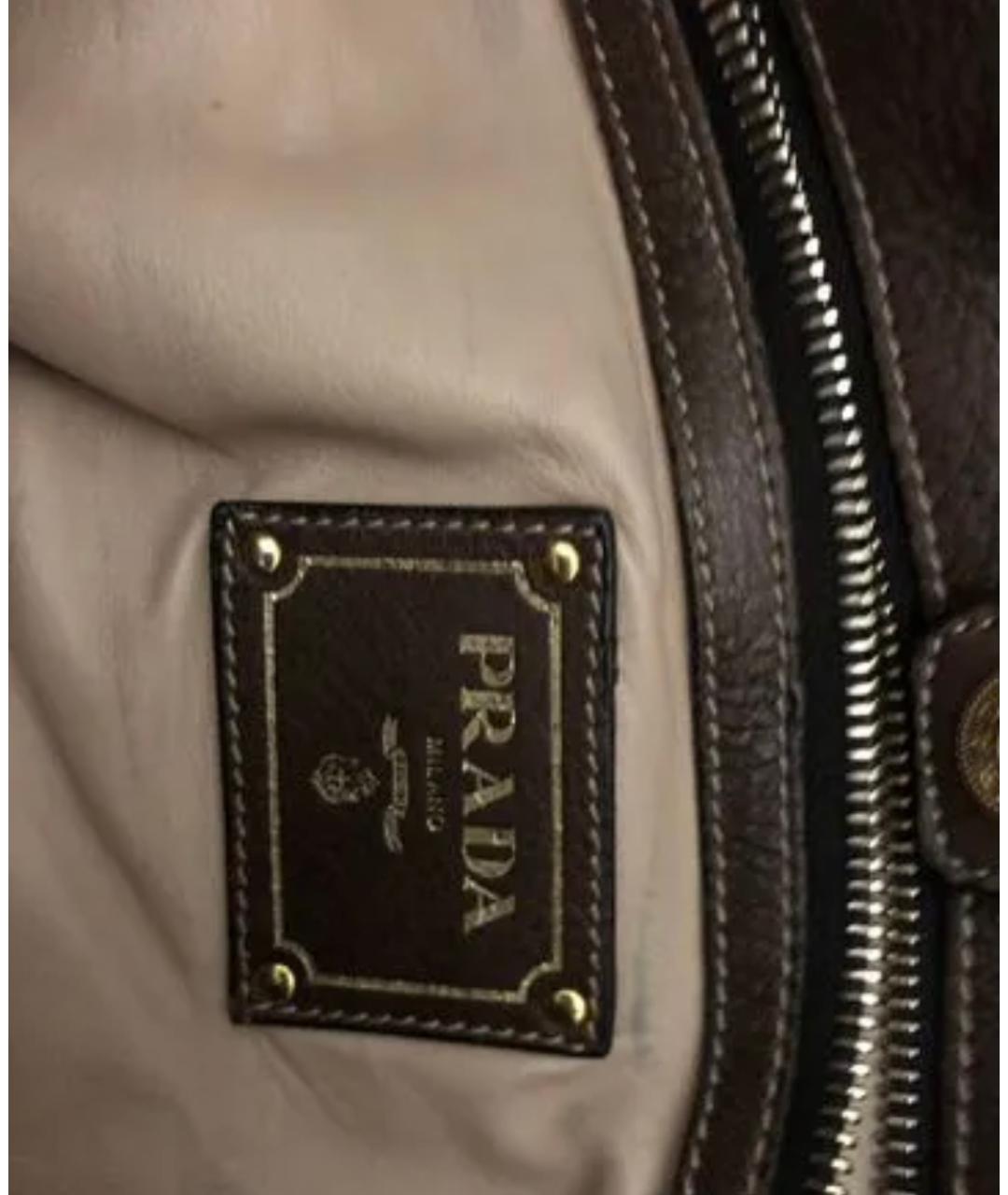 PRADA Коричневая кожаная сумка тоут, фото 3