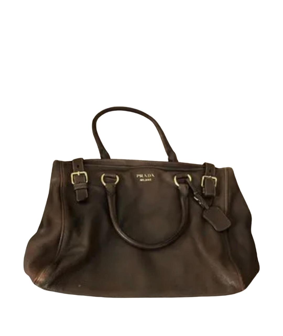 PRADA Коричневая кожаная сумка тоут, фото 1
