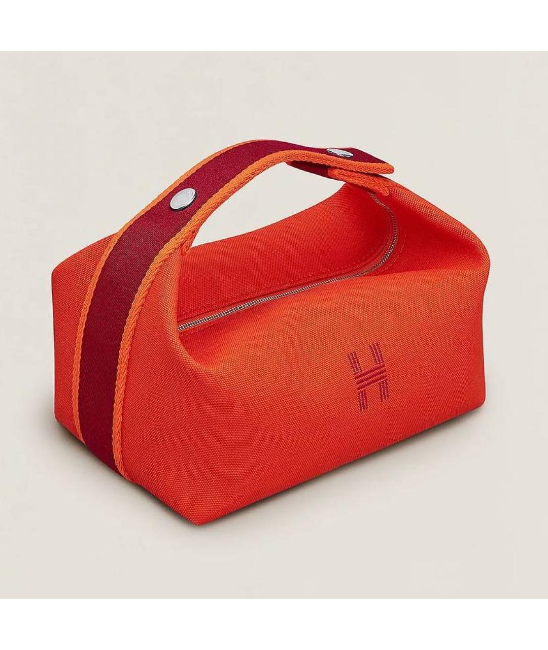HERMES Оранжевая канва косметичка, фото 2