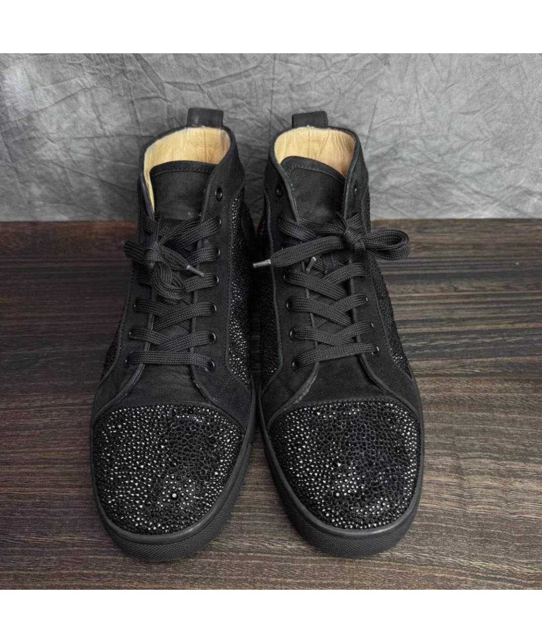 CHRISTIAN LOUBOUTIN Черные кожаные высокие кроссовки / кеды, фото 3