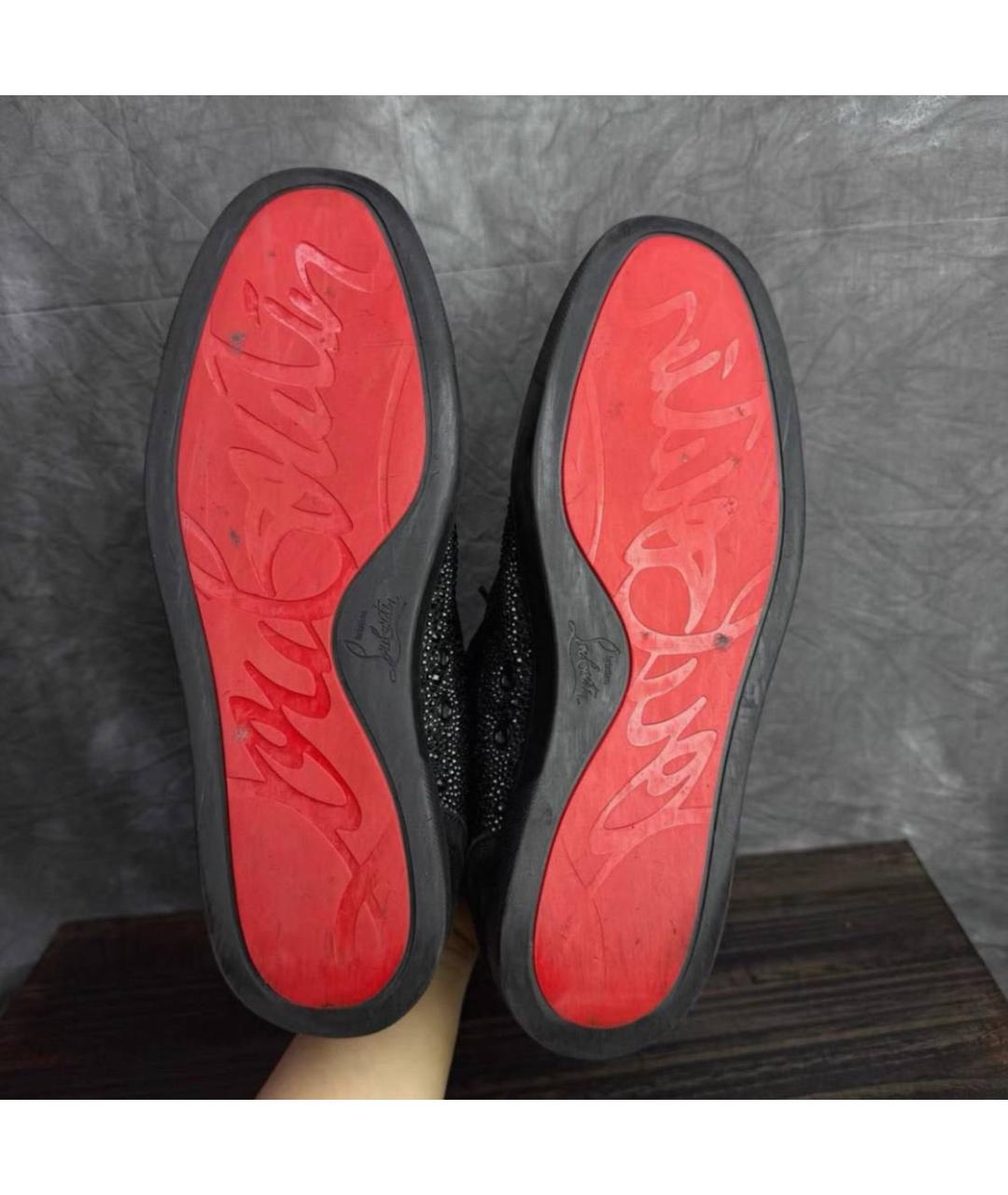CHRISTIAN LOUBOUTIN Черные кожаные высокие кроссовки / кеды, фото 5