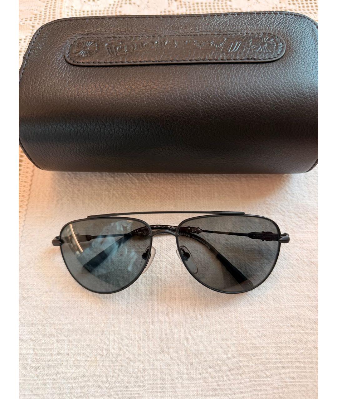 CHROME HEARTS Черные металлические солнцезащитные очки, фото 4