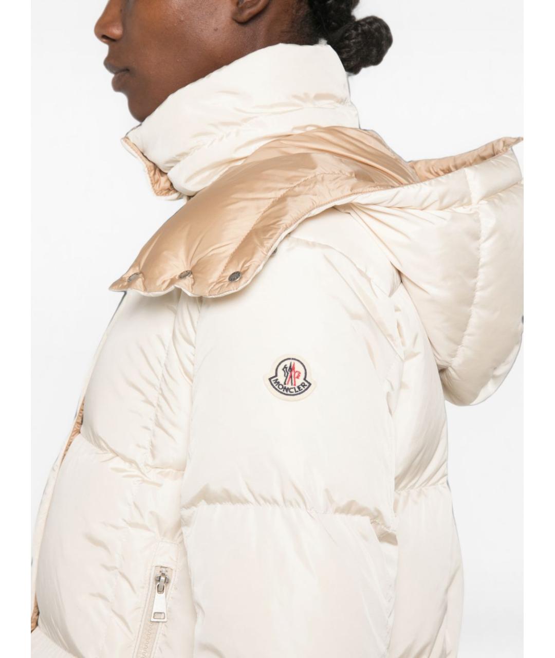 MONCLER Бежевый полиамидовый пуховик, фото 5
