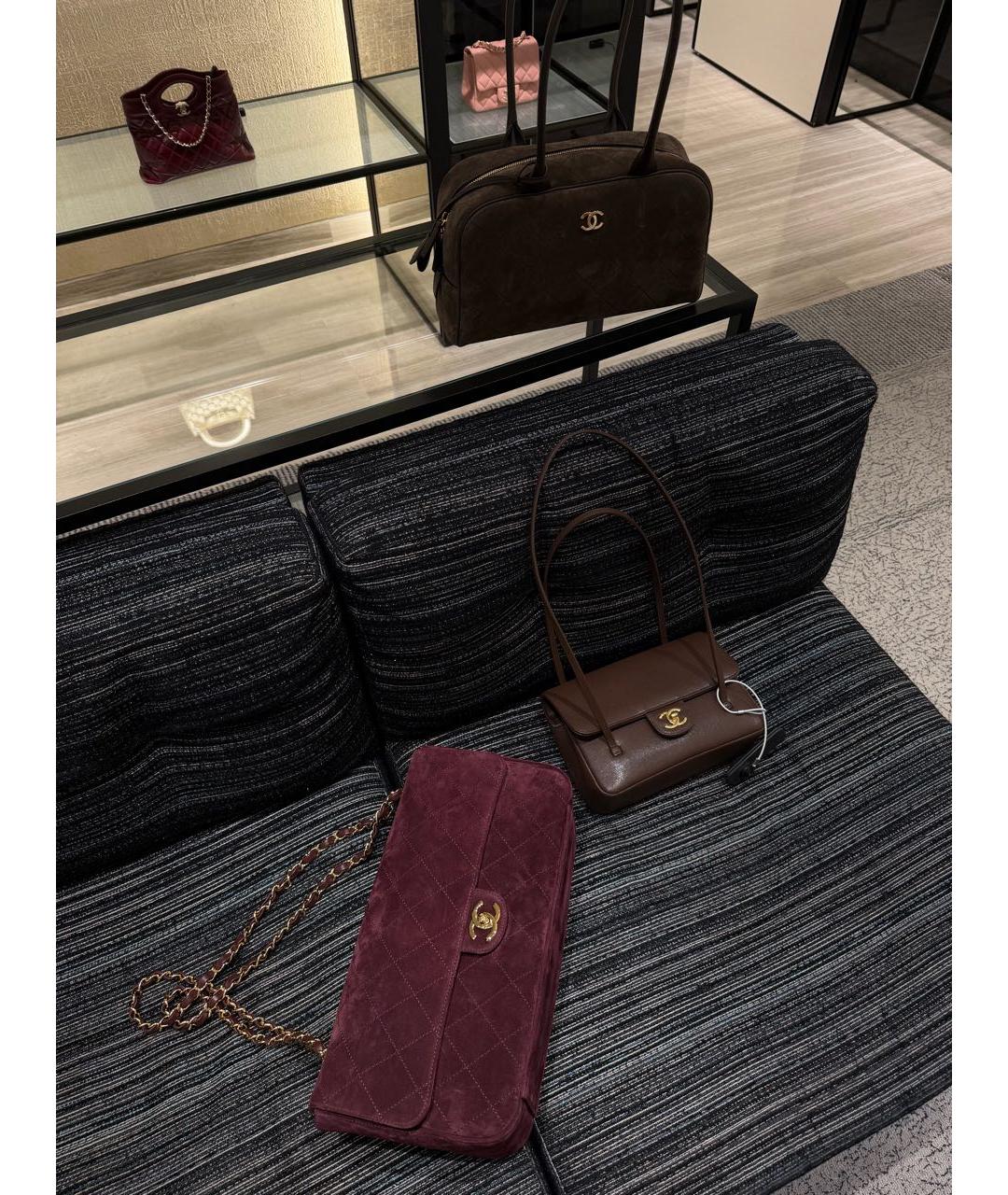 CHANEL Бордовая замшевая сумка через плечо, фото 2