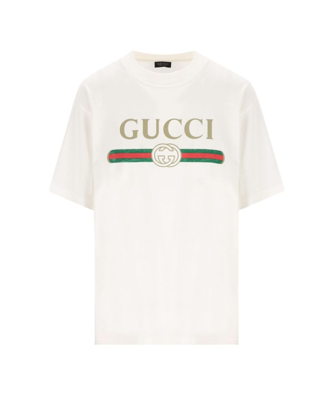 GUCCI Белая хлопковая футболка, фото 1