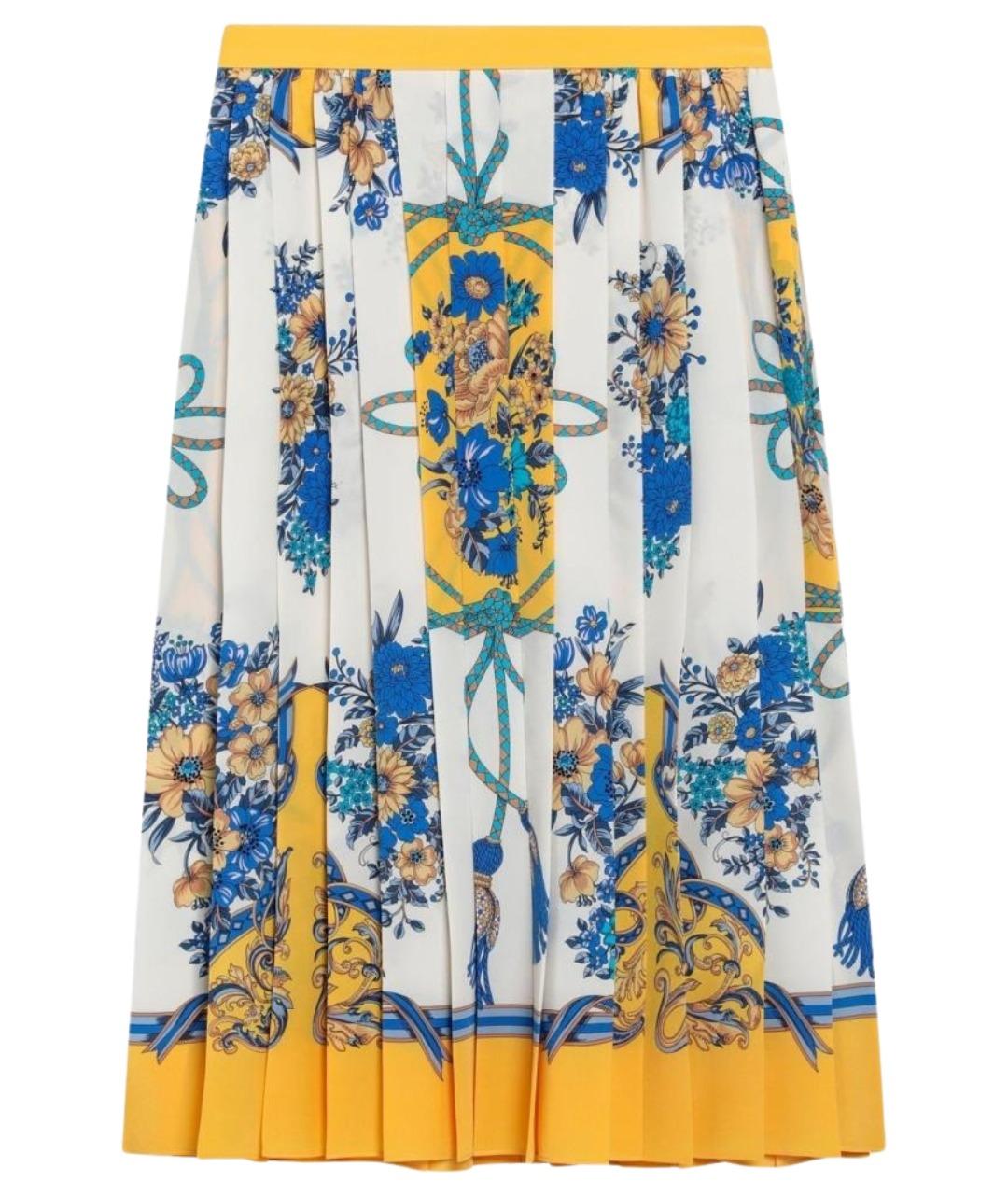 GUCCI Желтая шелковая юбка миди, фото 1
