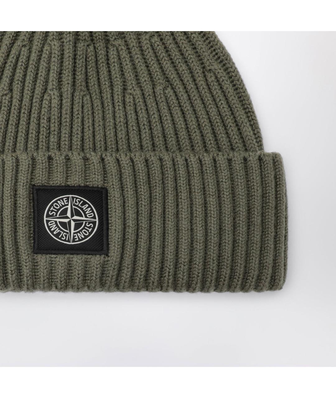 STONE ISLAND Зеленая шерстяная шапка, фото 2
