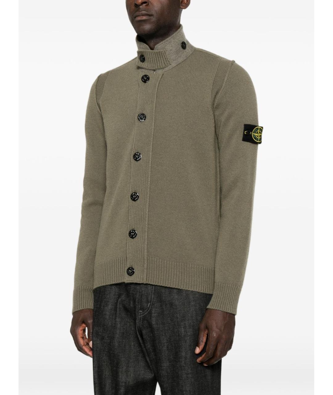 STONE ISLAND Зеленый полиамидовый кардиган, фото 2
