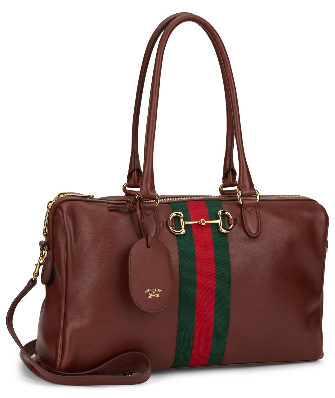 GUCCI Коричневая кожаная сумка тоут, фото 3