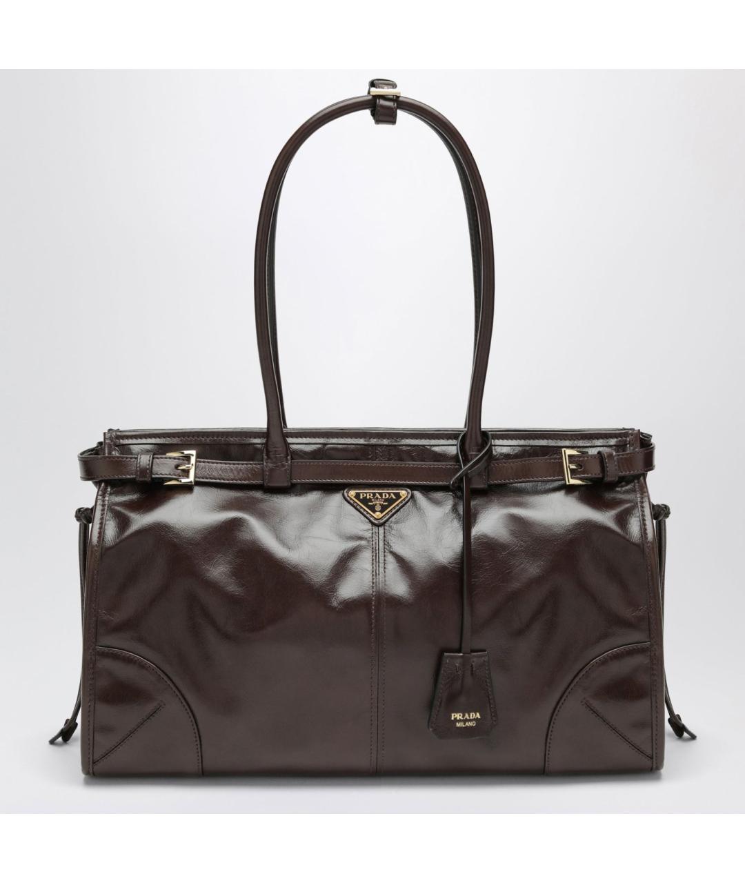 PRADA Коричневая кожаная сумка тоут, фото 3