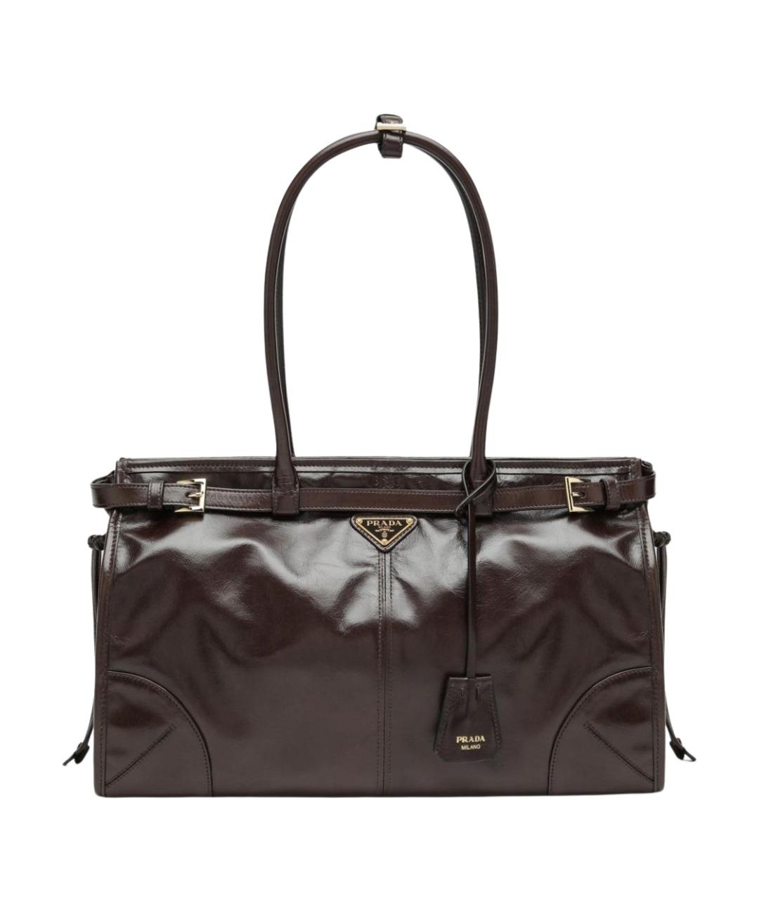 PRADA Коричневая кожаная сумка тоут, фото 1