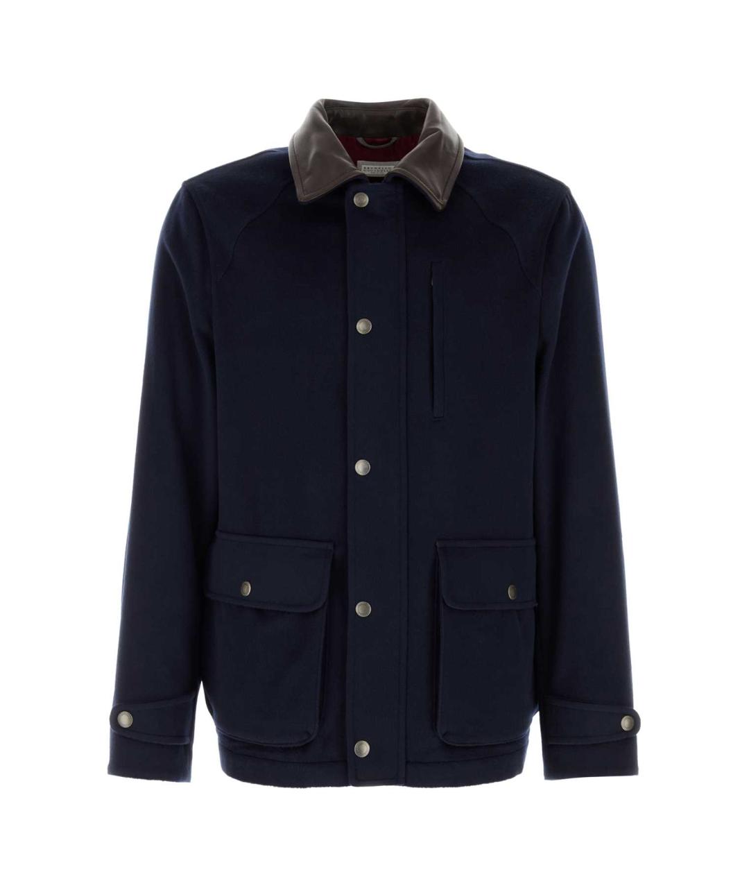 BRUNELLO CUCINELLI Темно-синяя шерстяная куртка, фото 1
