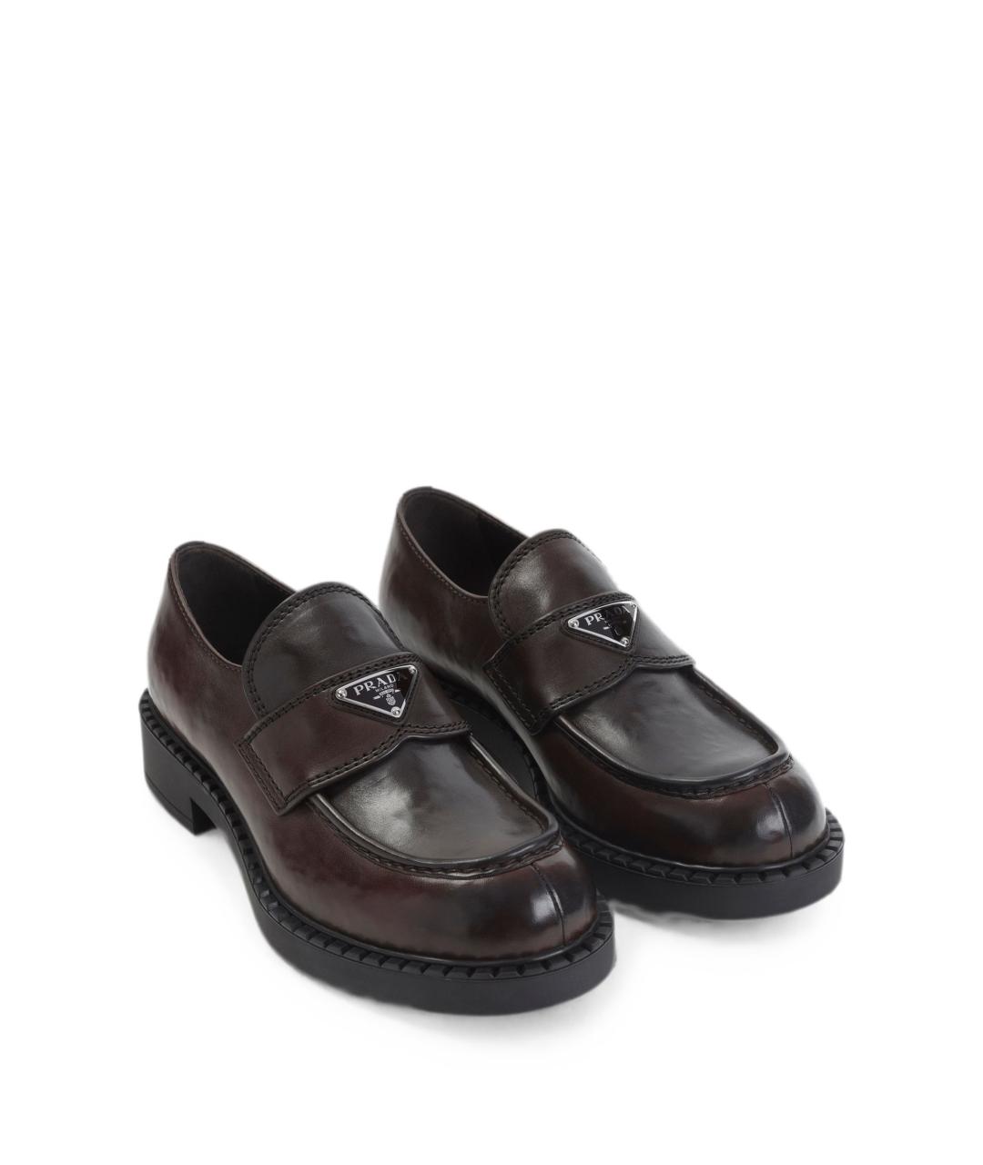 PRADA Коричневые кожаные лоферы, фото 4