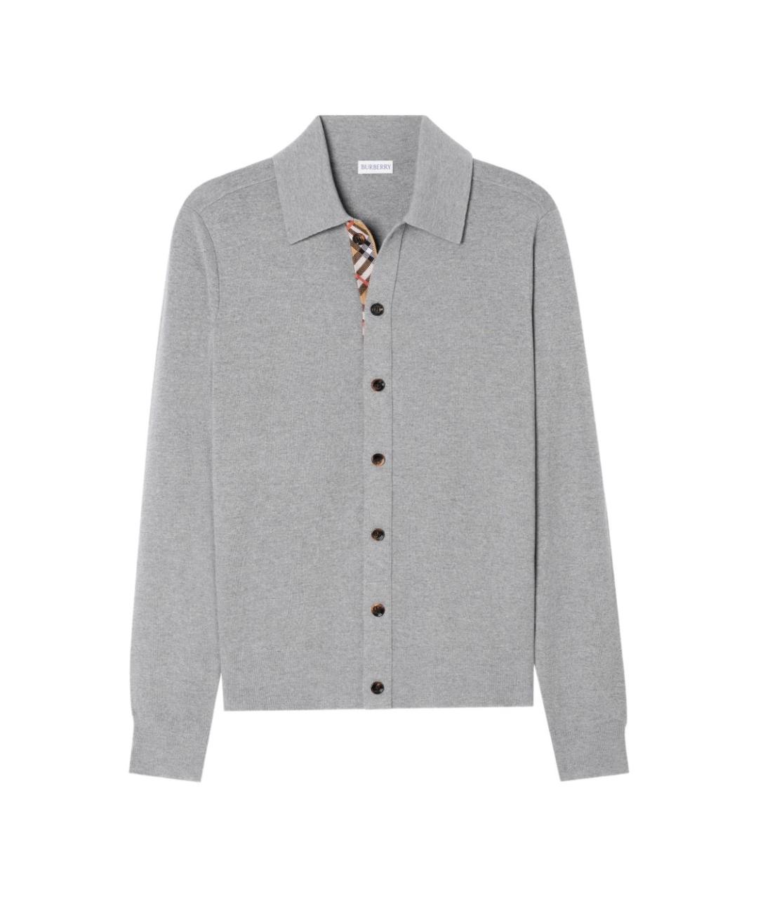 BURBERRY Серый шерстяной кардиган, фото 1