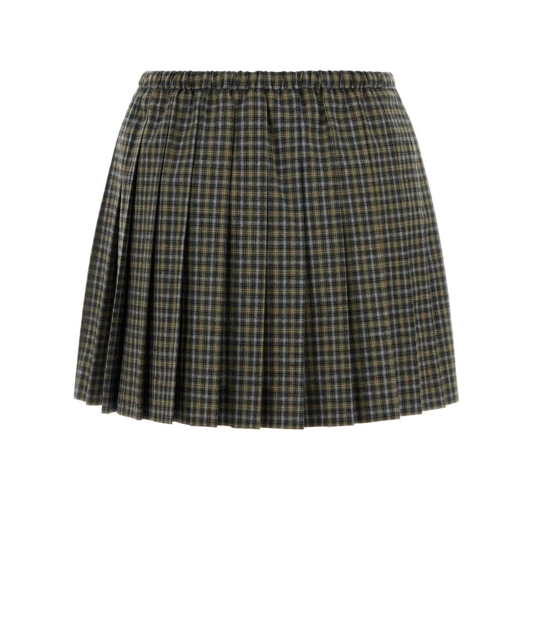 MIU MIU Зеленая хлопковая юбка мини, фото 2