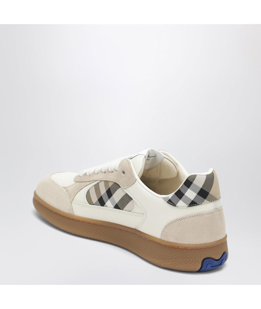 BURBERRY Бежевые кожаные низкие кроссовки / кеды, фото 2