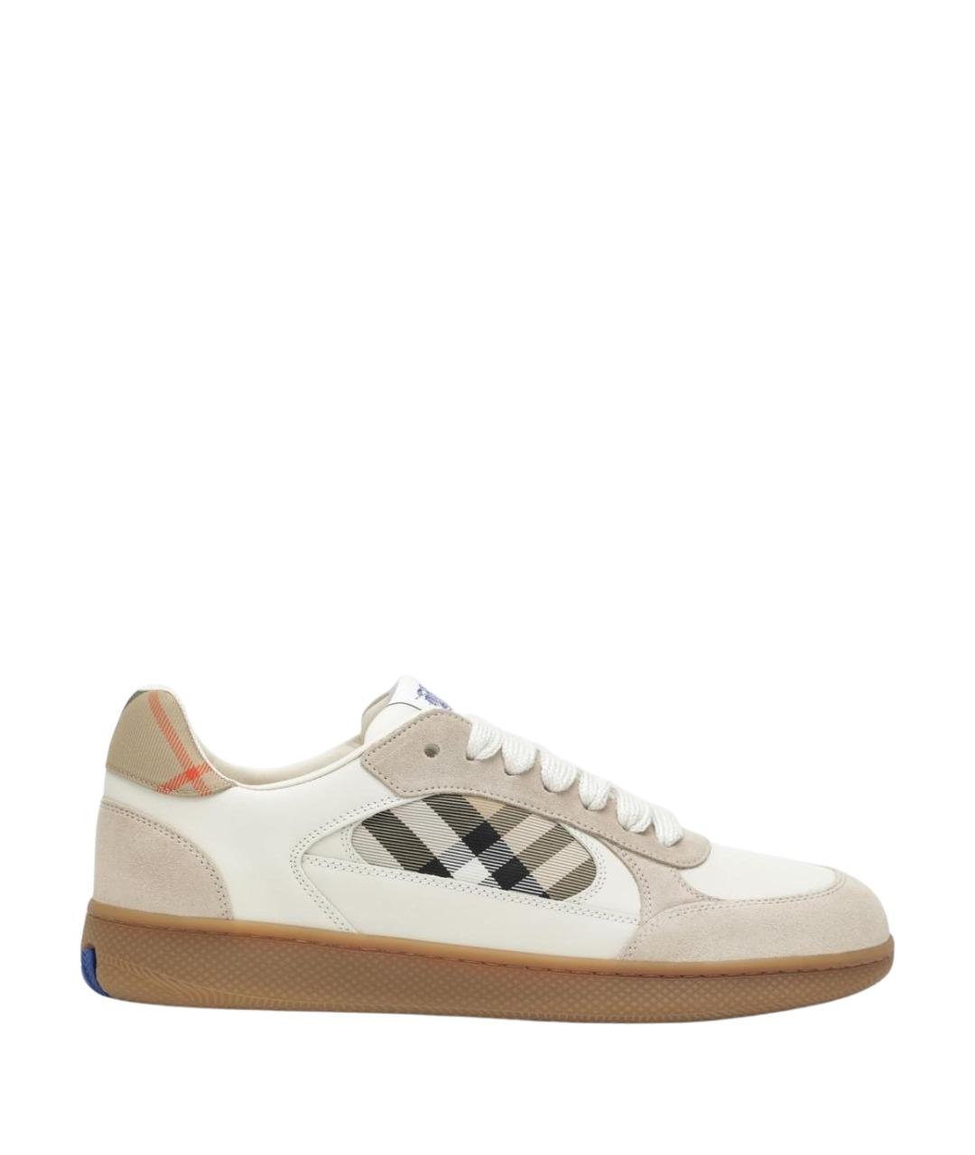 BURBERRY Бежевые кожаные низкие кроссовки / кеды, фото 1