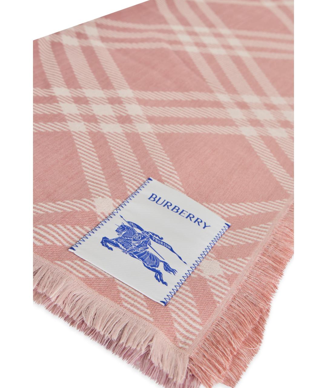 BURBERRY Розовый шерстяной шарф, фото 3