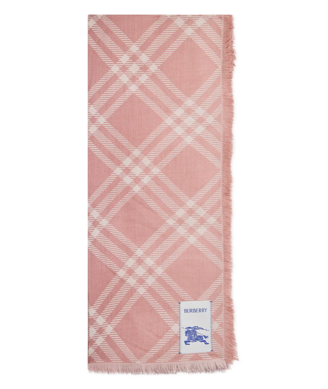 BURBERRY Розовый шерстяной шарф, фото 2