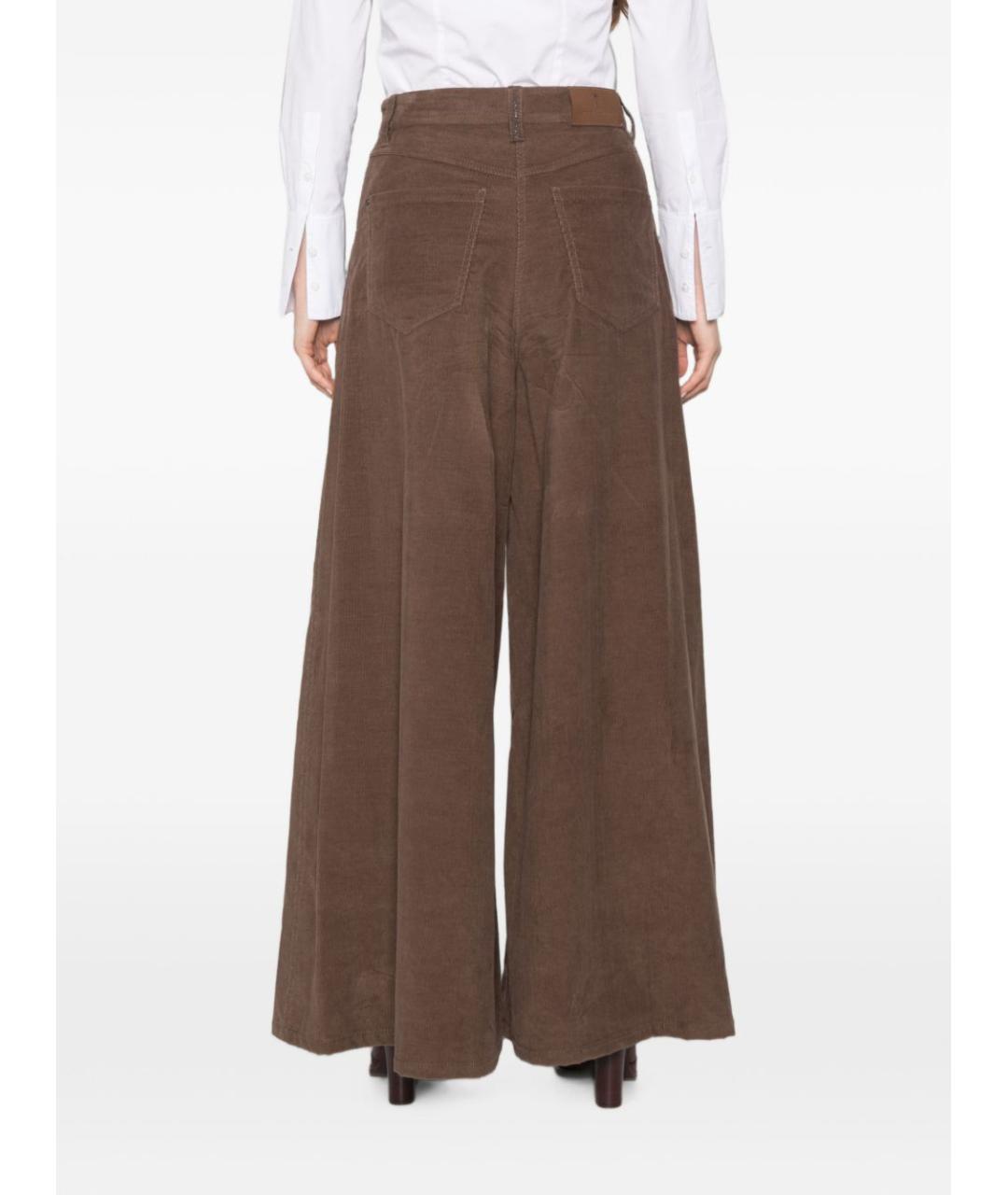 BRUNELLO CUCINELLI Коричневые хлопковые брюки широкие, фото 3