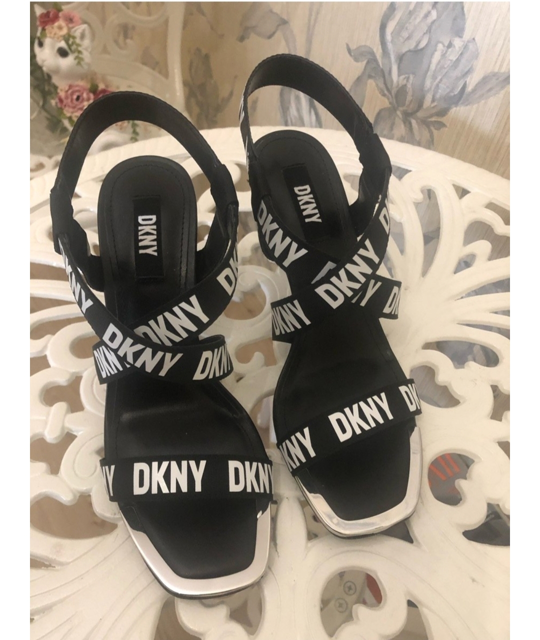 DKNY Черные кожаные босоножки, фото 2