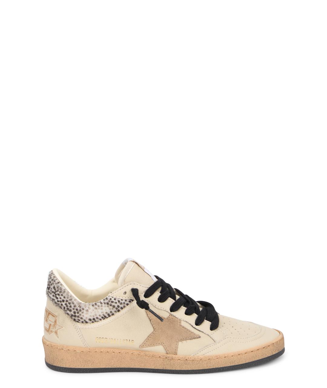 GOLDEN GOOSE Бежевые кожаные кеды, фото 1