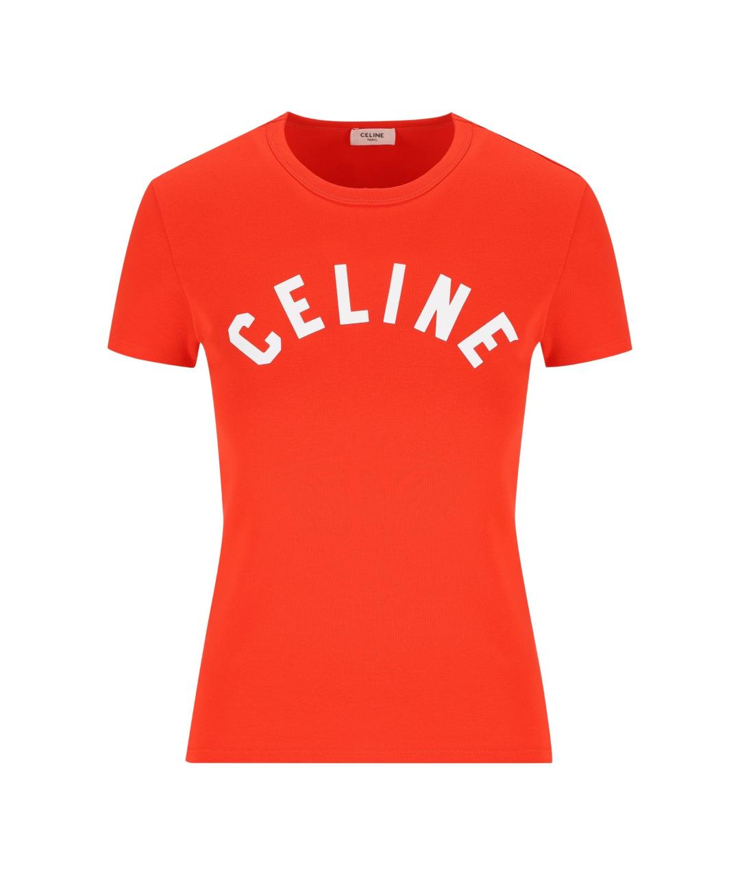 CELINE Красная хлопковая футболка, фото 1