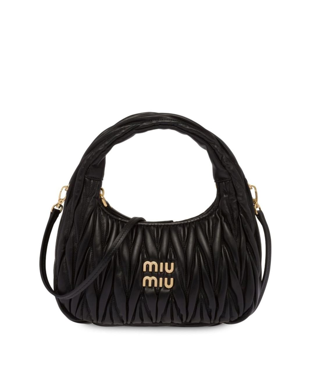 MIU MIU Черная кожаная сумка через плечо, фото 1