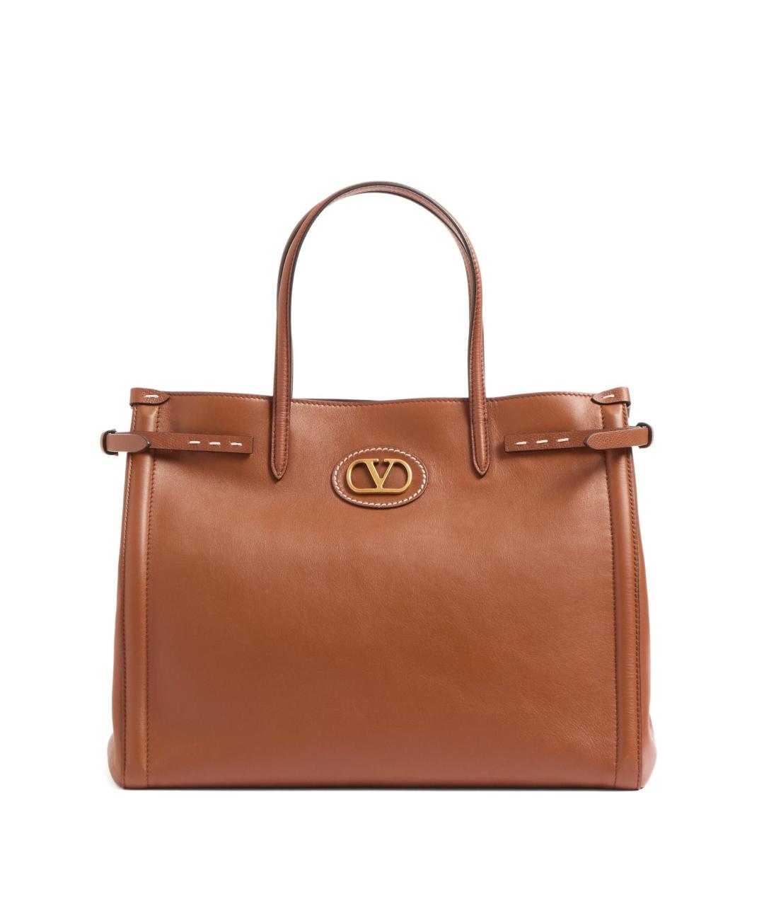 VALENTINO Коричневая кожаная сумка тоут, фото 1