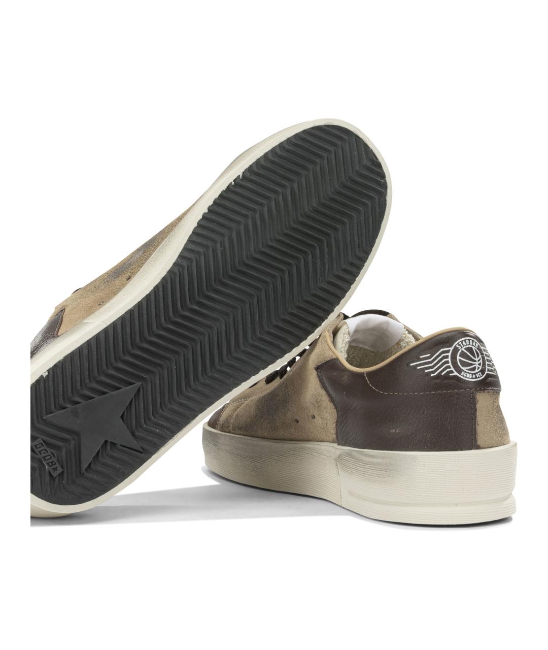 GOLDEN GOOSE Бежевые кожаные низкие кроссовки / кеды, фото 5