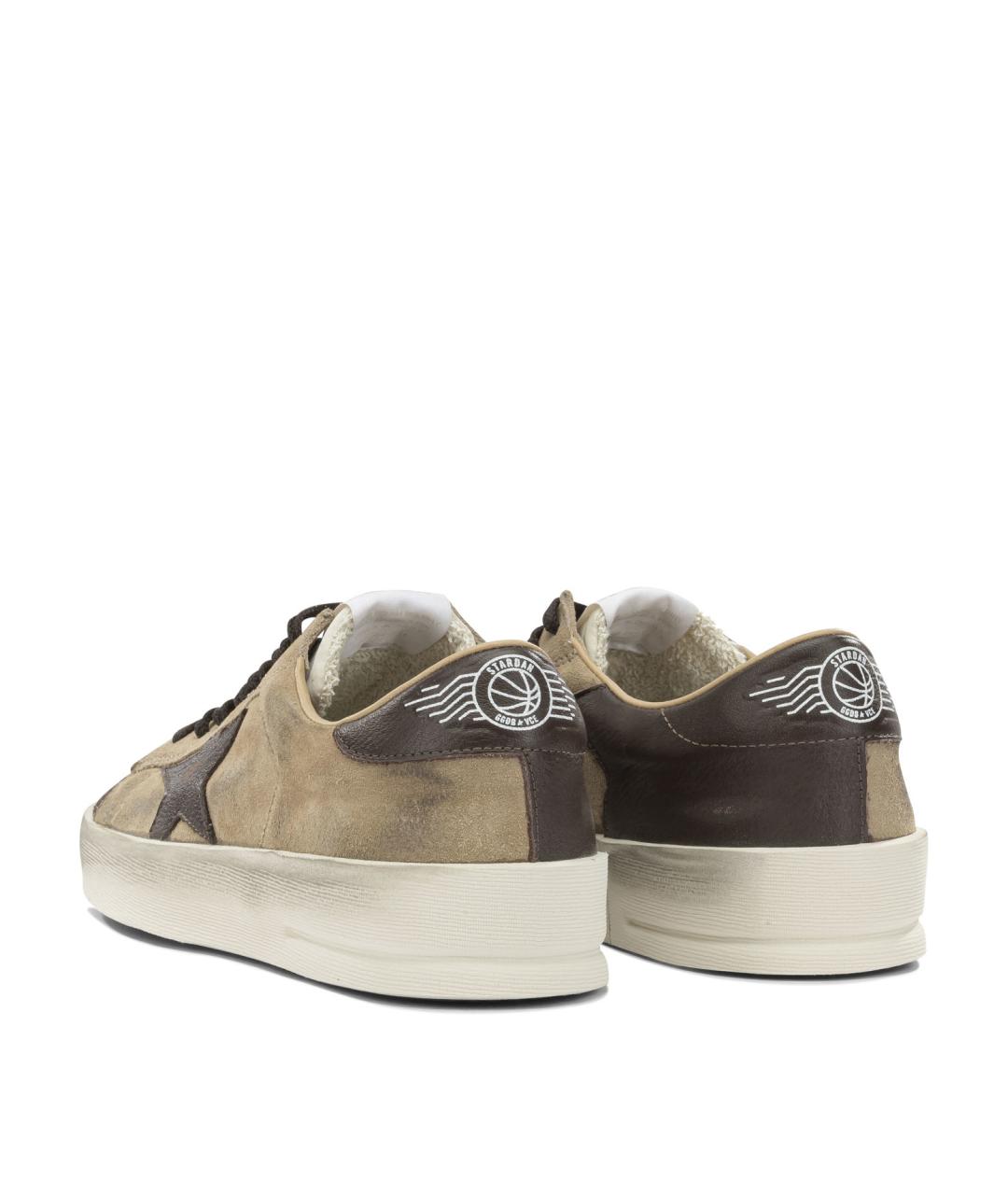 GOLDEN GOOSE Бежевые кожаные низкие кроссовки / кеды, фото 4