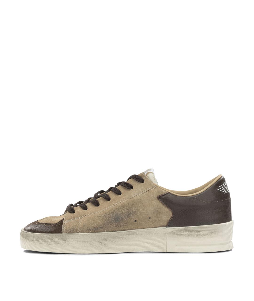 GOLDEN GOOSE Бежевые кожаные низкие кроссовки / кеды, фото 3