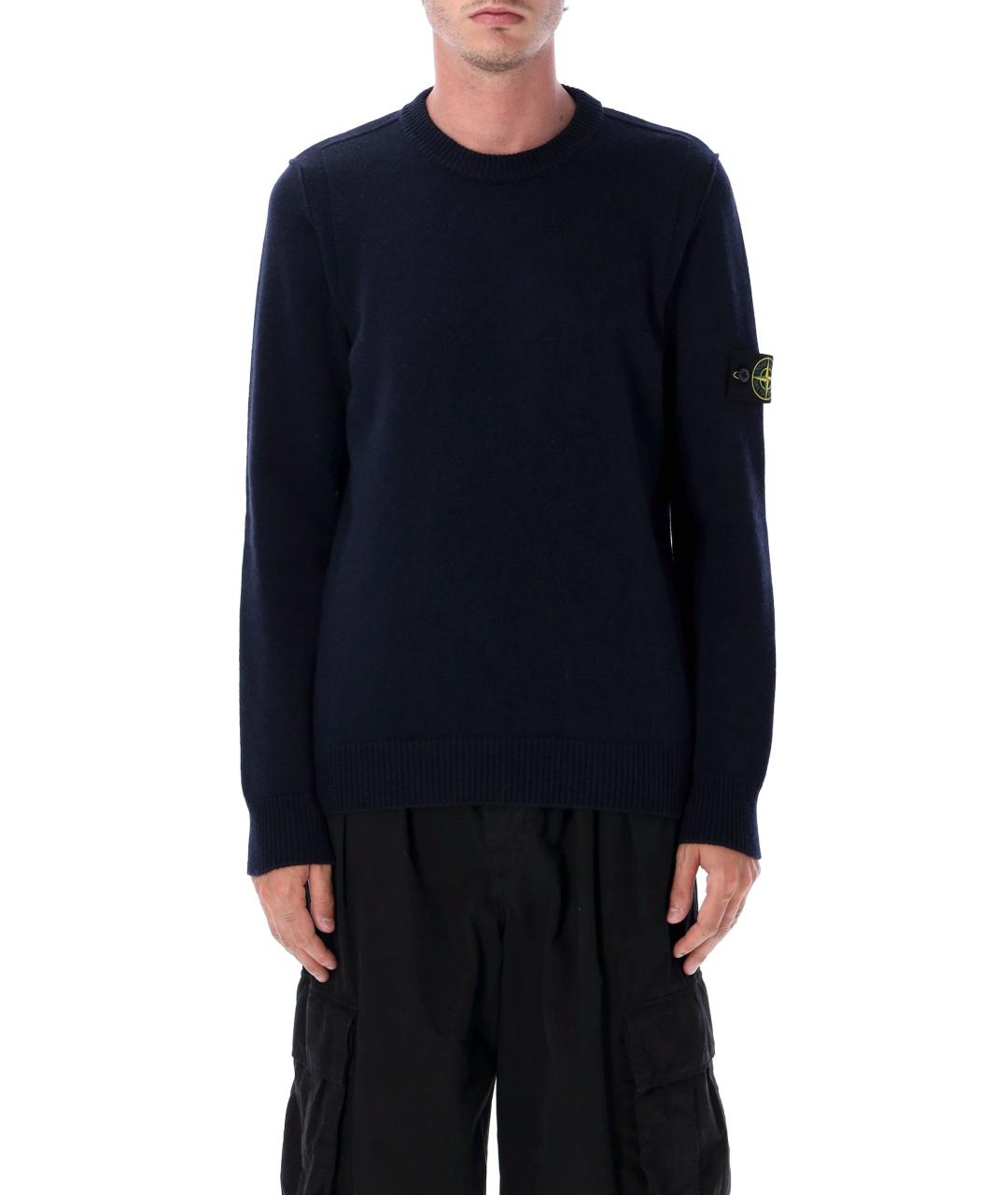 STONE ISLAND Темно-синий шерстяной джемпер / свитер, фото 1