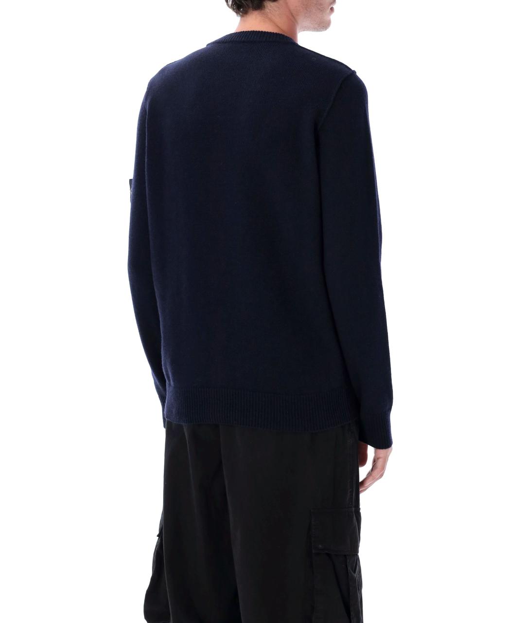 STONE ISLAND Темно-синий шерстяной джемпер / свитер, фото 2