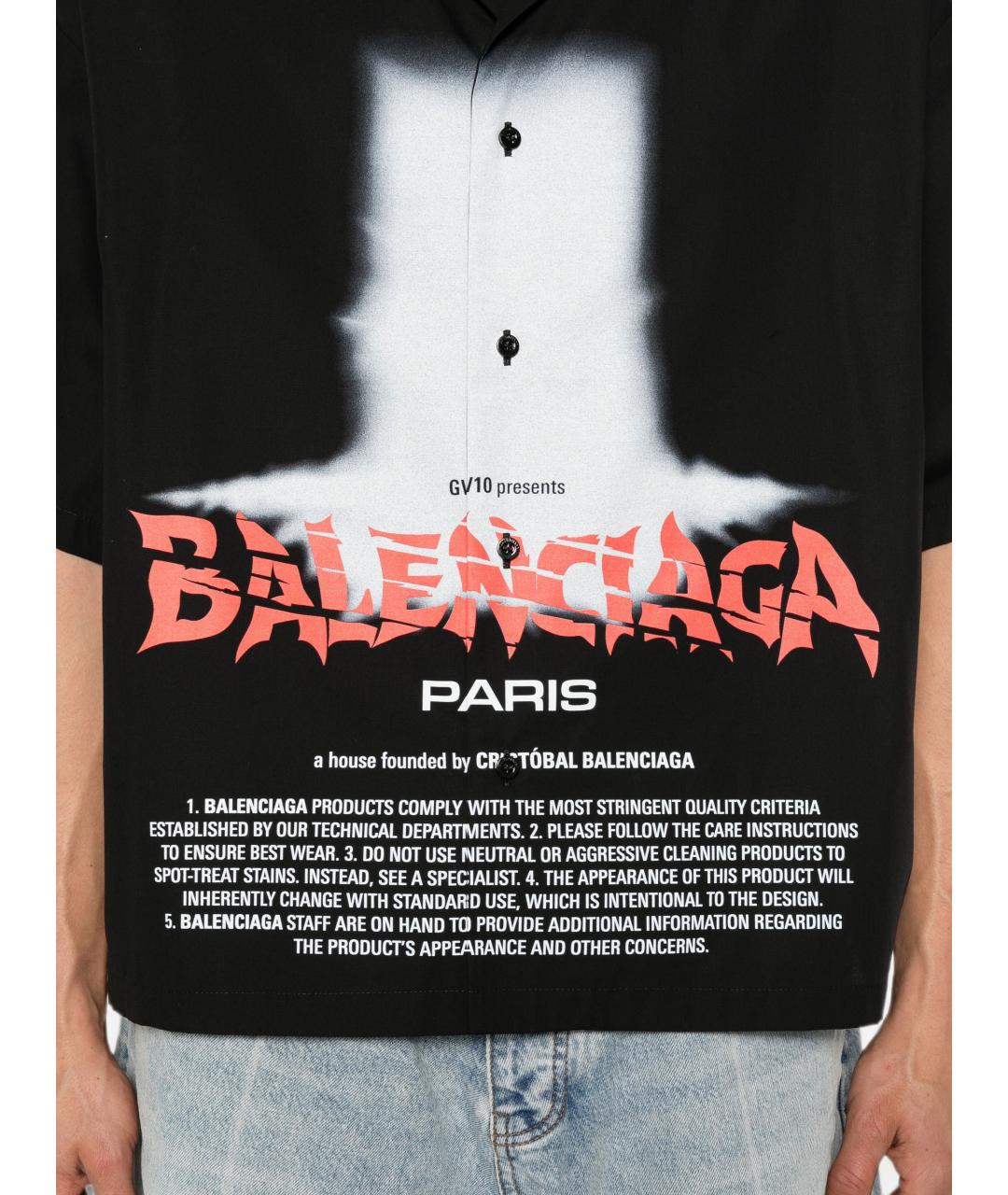 BALENCIAGA Черная хлопковая кэжуал рубашка, фото 5