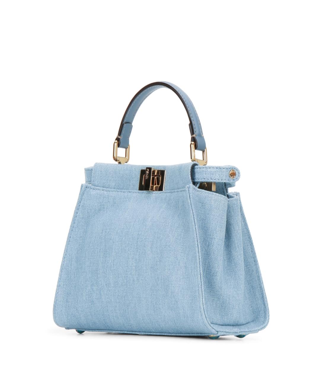 FENDI Голубая деним сумка тоут, фото 2