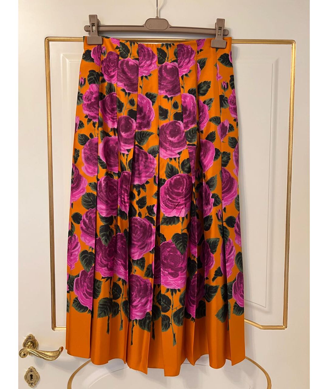 GUCCI Оранжевая шелковая юбка макси, фото 7
